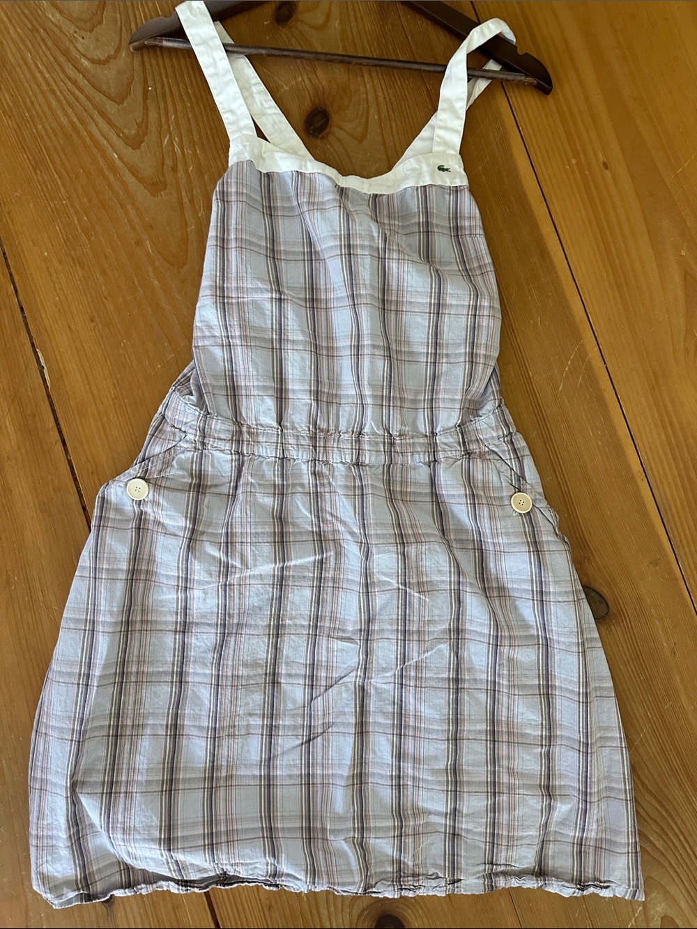 Vintage Lacoste Pastel Plaid Sundress with White Criss Cross Straps